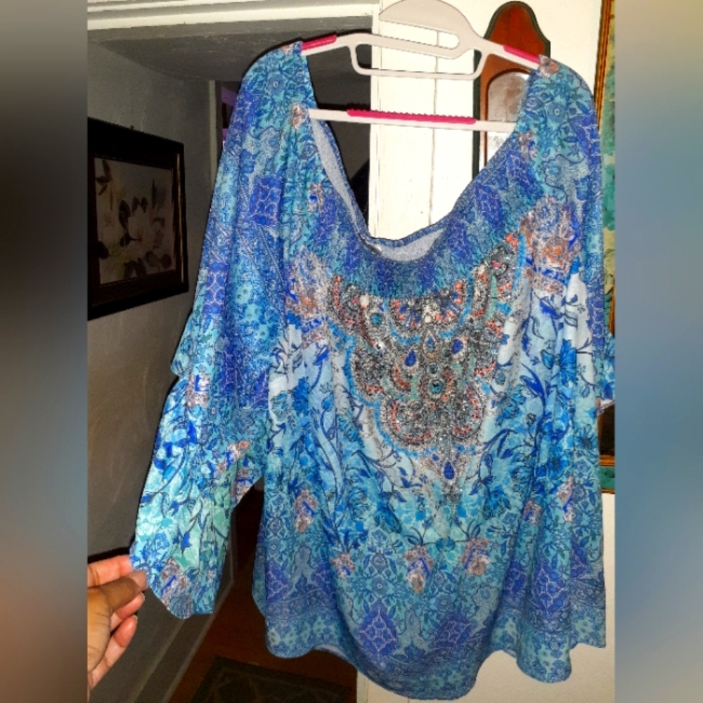 Blue Paisley Women's Top